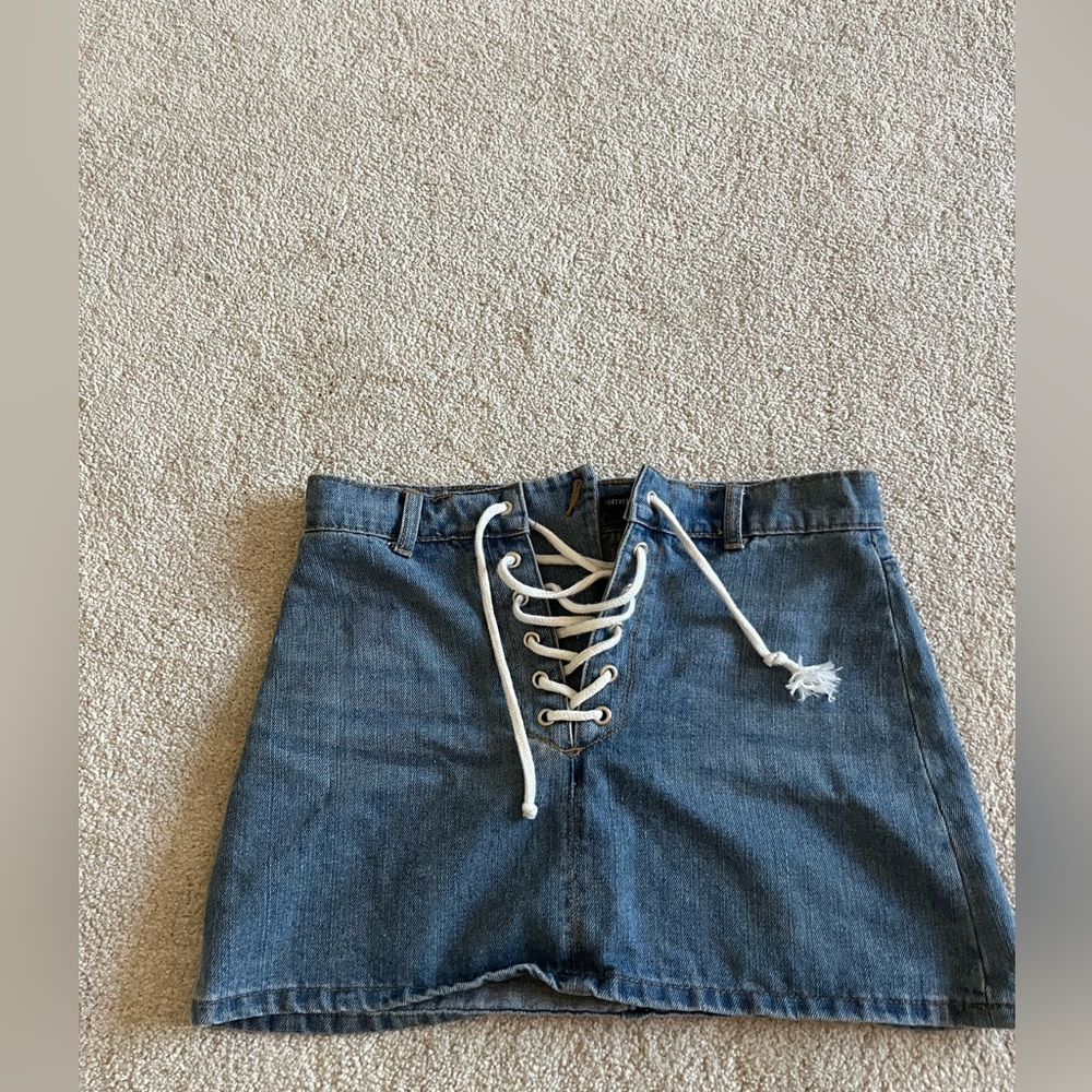 cute tie up denim skirt